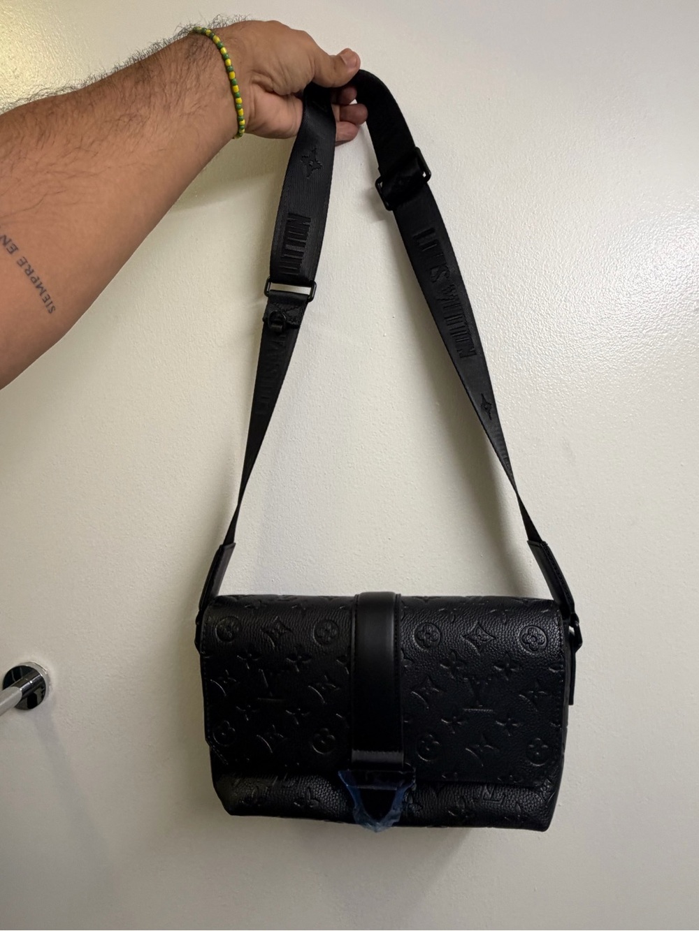 Louis Vuitton Black Monogram Embossed Messenger Bag
